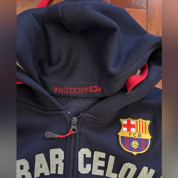 FC Barcelona Camp Nou Size Medium Blue Full Zip Hoodie Sweatshirt Embroidery - Picture 6 of 10